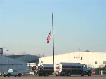 Flags flying at half staff