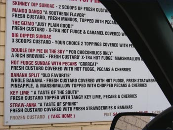 Menu at the Double Dip