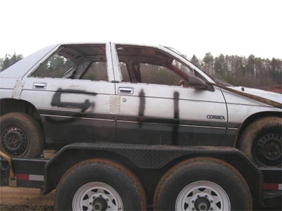 A Chevy Corsica arriving at the track