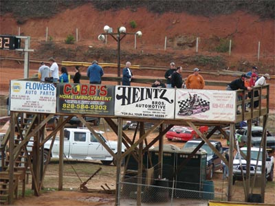 From the viewing stand in the pit