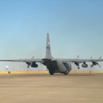 C-130 waiting for us to depart the runway