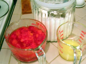 Ingredients - plums, lemon juice, sugar
